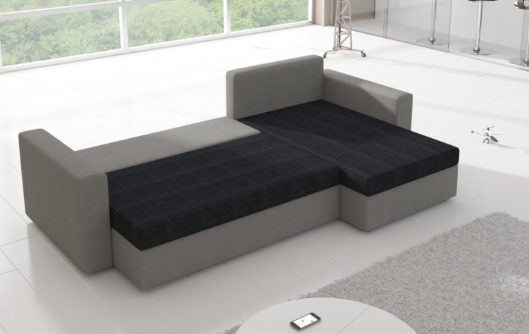 Corner sofa bed with storage container LIVIO Berlin01/Soft11