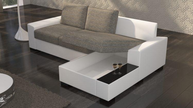Corner sofa bed with storage container NEGRO